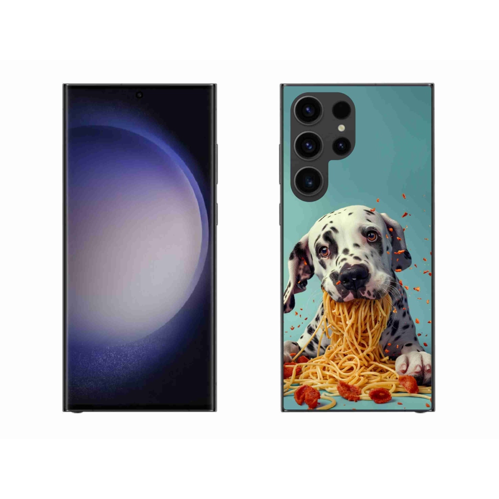 Gélový kryt mmCase na Samsung Galaxy S23 Ultra 5G - dalmatín a špagety