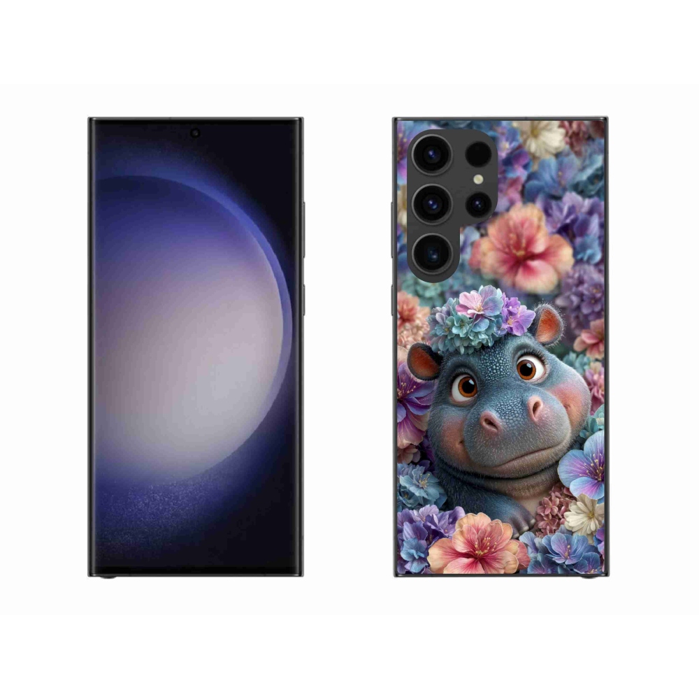 Gélový kryt mmCase na Samsung Galaxy S23 Ultra 5G - hrošík v kvetoch