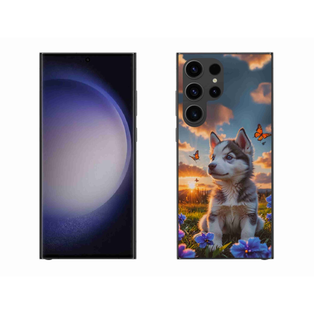 Gélový kryt mmCase na Samsung Galaxy S23 Ultra 5G - husky pri západe slnka