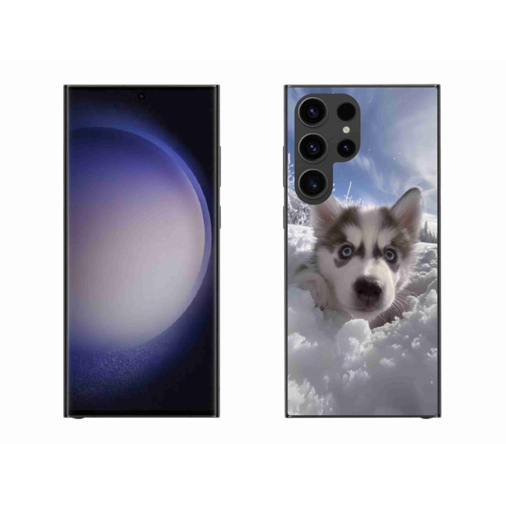 Gélový kryt mmCase na Samsung Galaxy S23 Ultra 5G - husky v snehu