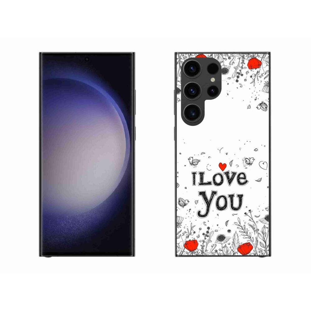 Gélový kryt mmCase na Samsung Galaxy S23 Ultra 5G - I love you biele pozadie