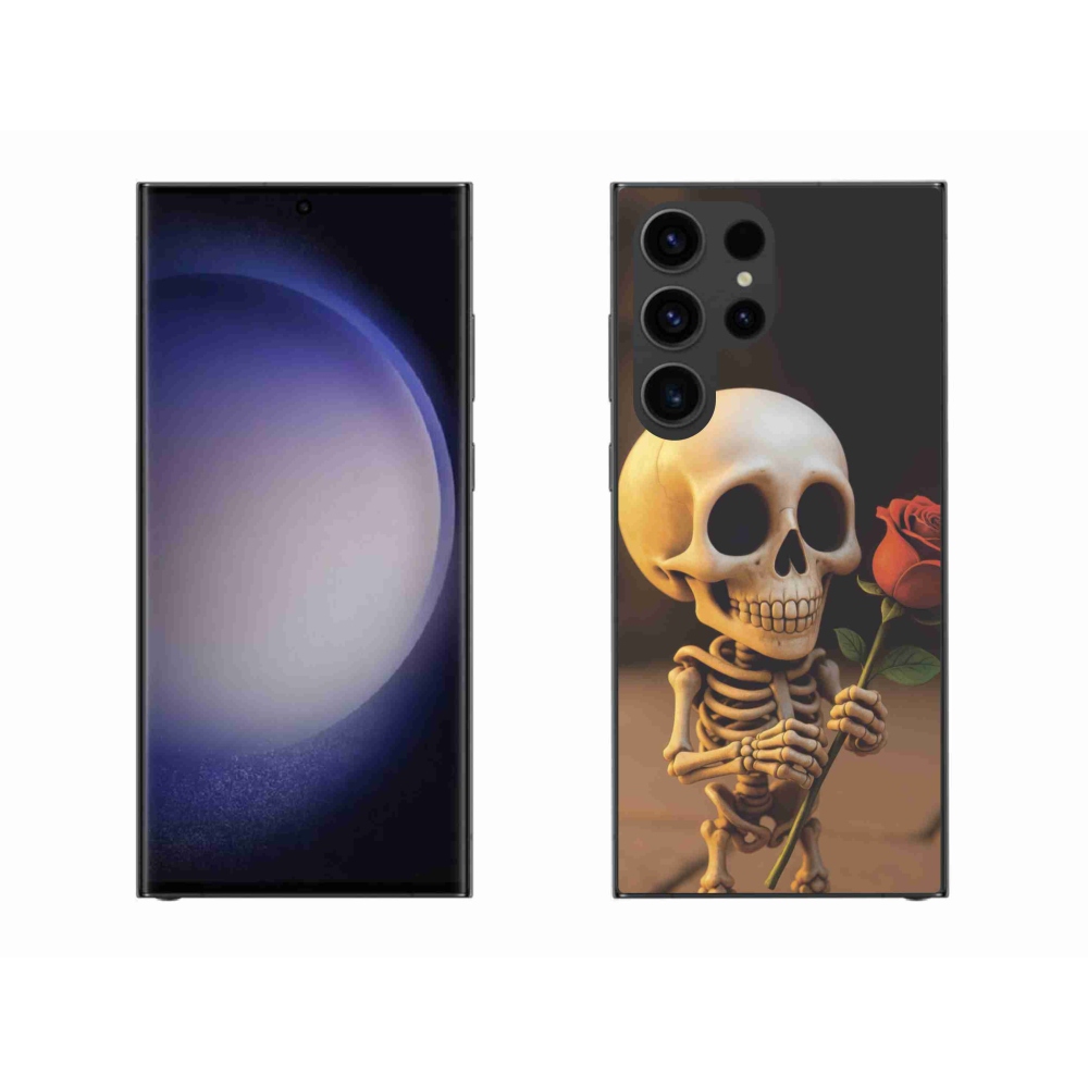 Gélový kryt mmCase na Samsung Galaxy S23 Ultra 5G - kostlivec s ružou