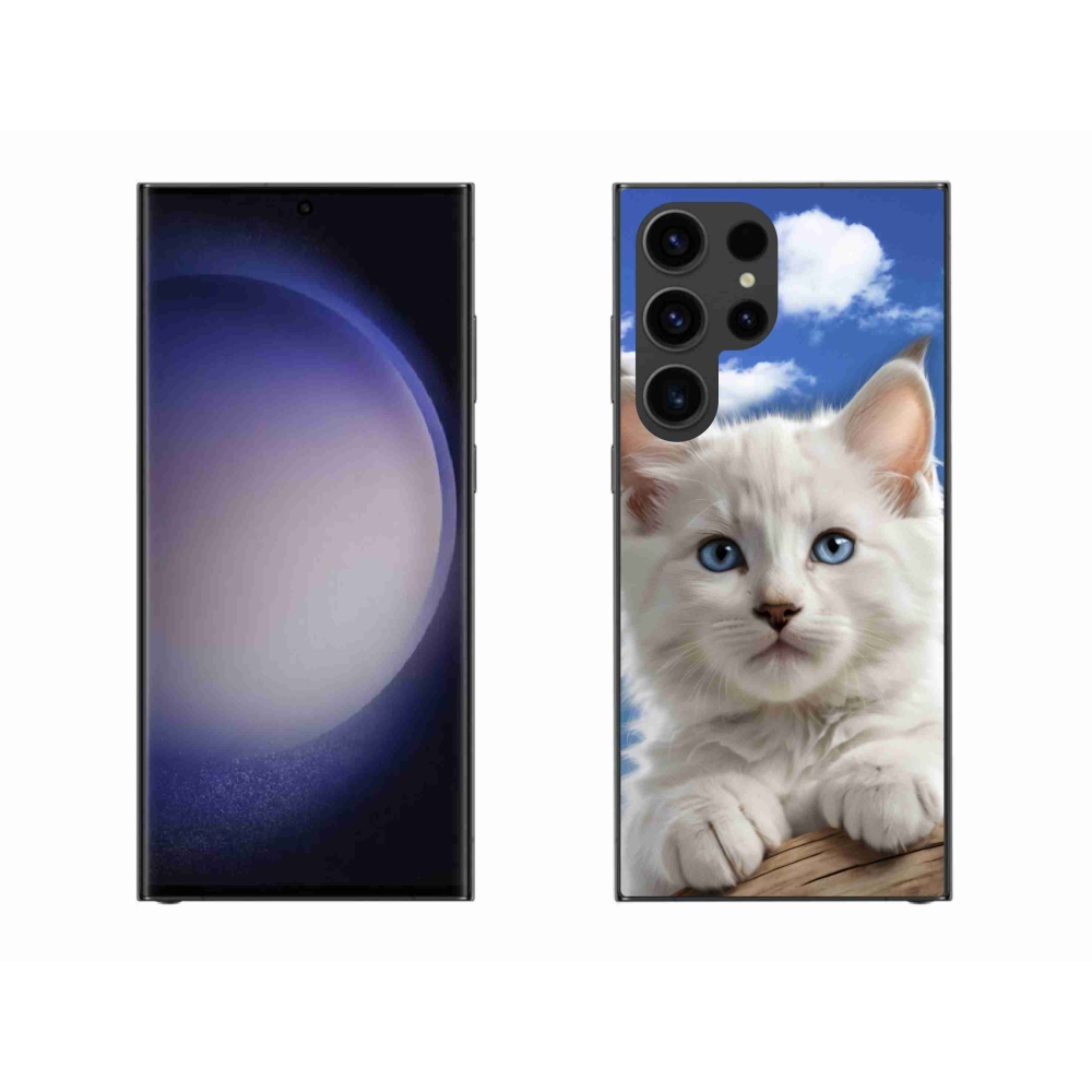 Gélový kryt mmCase na Samsung Galaxy S23 Ultra 5G - mačiatko a oblaky