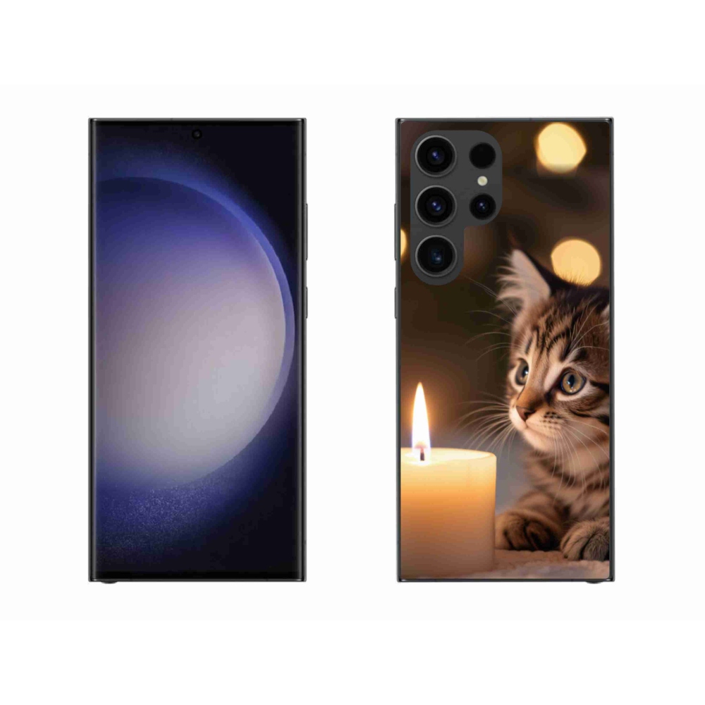 Gélový kryt mmCase na Samsung Galaxy S23 Ultra 5G - mačiatko a sviečka