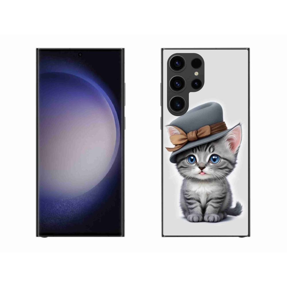 Gélový kryt mmCase na Samsung Galaxy S23 Ultra 5G - mačiatko s klobúkom