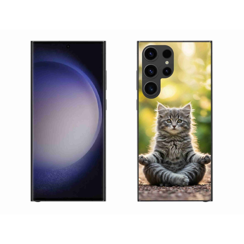 Gélový kryt mmCase na Samsung Galaxy S23 Ultra 5G - meditujúce mačiatko