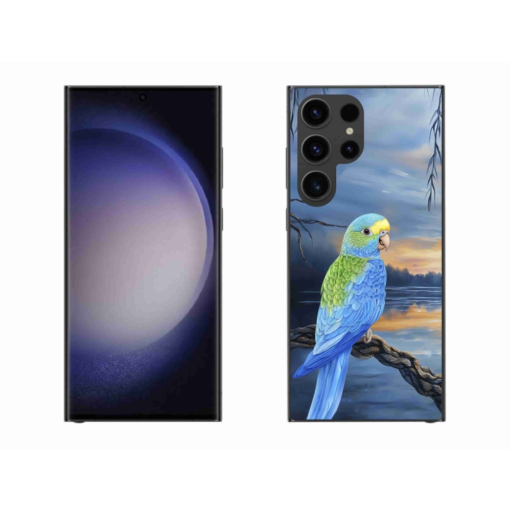 Gélový kryt mmCase na Samsung Galaxy S23 Ultra 5G - modrý papagáj