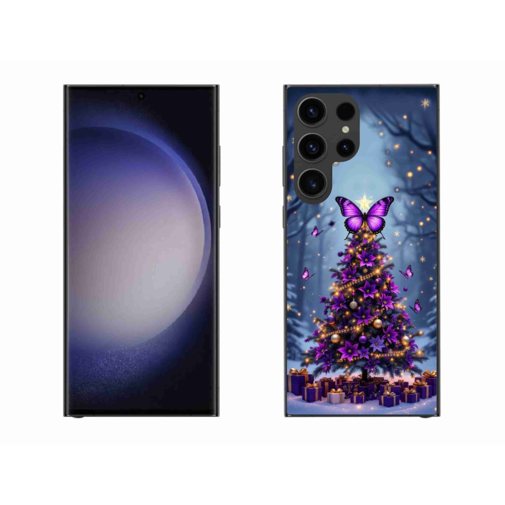 Gélový kryt mmCase na Samsung Galaxy S23 Ultra 5G - motýlí vianočný stromček