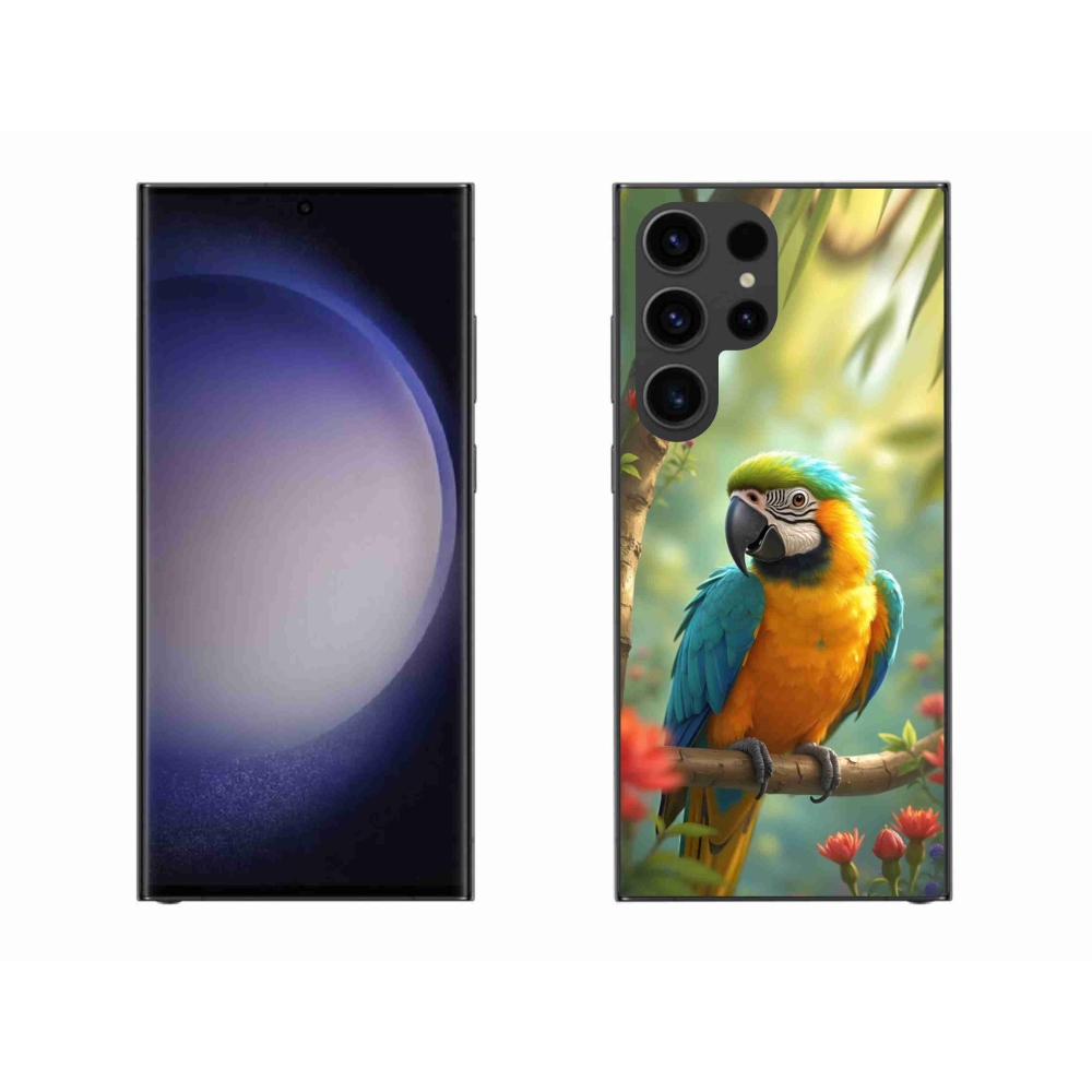Gélový kryt mmCase na Samsung Galaxy S23 Ultra 5G - papagáj ara modrožltá