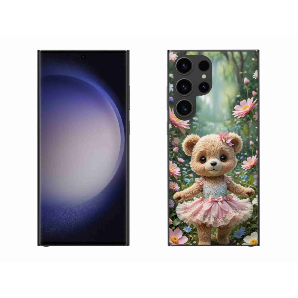 Gélový kryt mmCase na Samsung Galaxy S23 Ultra 5G - roztomilý medvedík v kvetoch