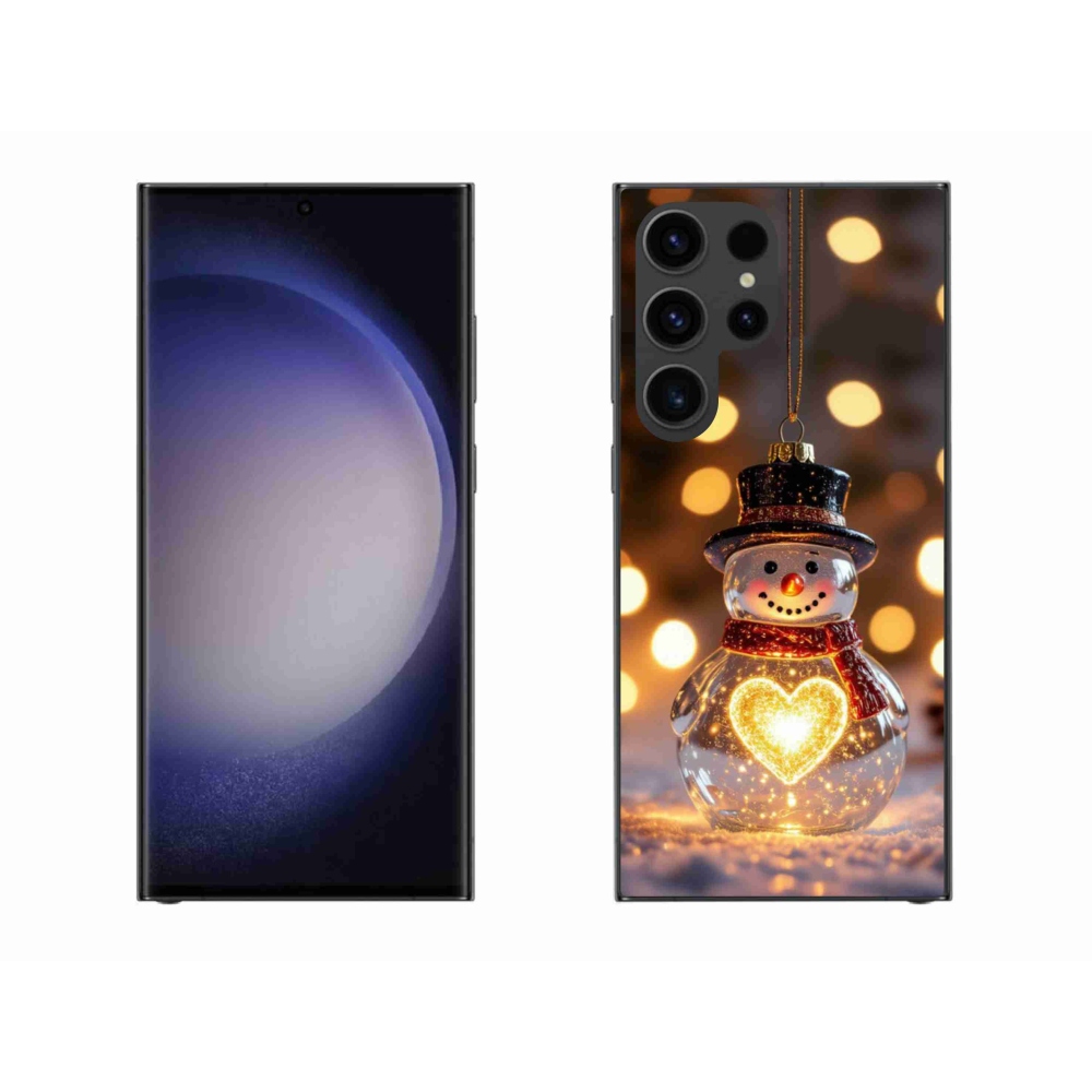 Gélový kryt mmCase na Samsung Galaxy S23 Ultra 5G - svietiaci vianočný snehuliak