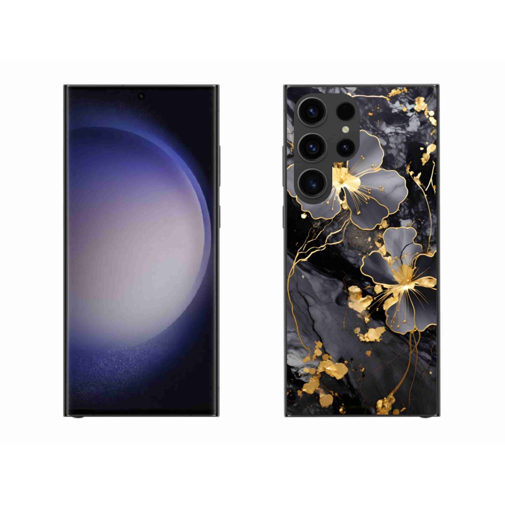 Gélový kryt mmCase na Samsung Galaxy S23 Ultra 5G - zlaté kvety