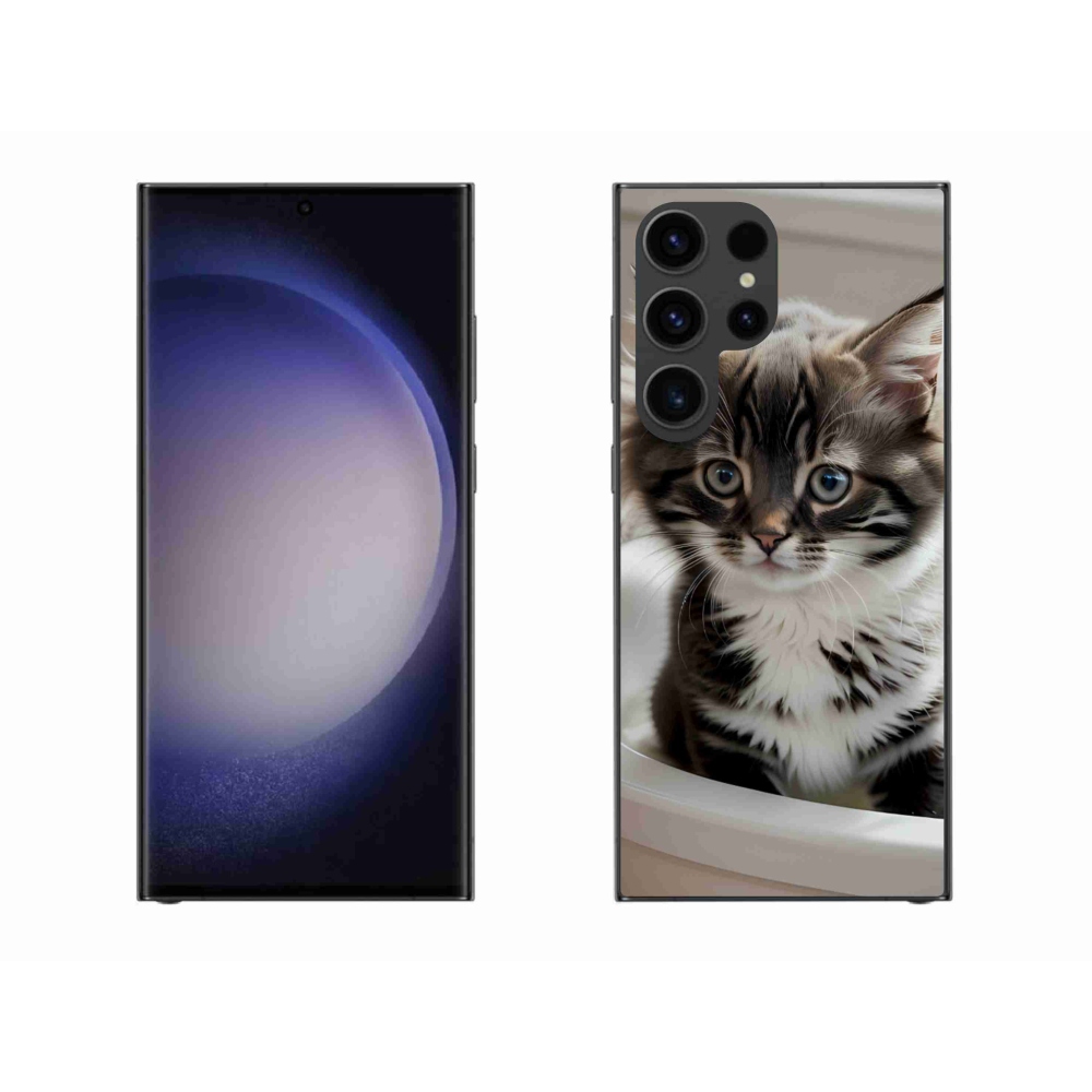 Gélový kryt mmCase na Samsung Galaxy S23 Ultra 5G - zvedavé mačiatko