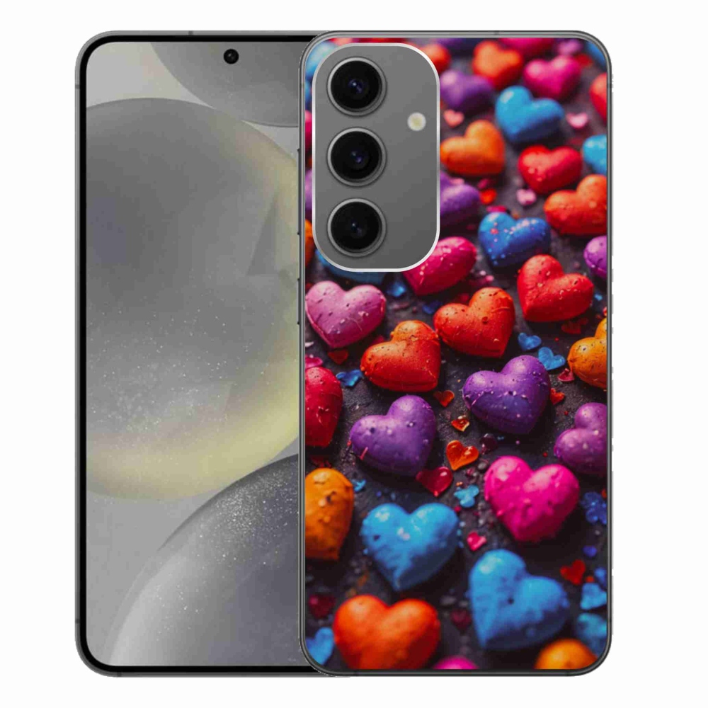 Gélový kryt mmCase na Samsung Galaxy S24+ - farebné srdcia