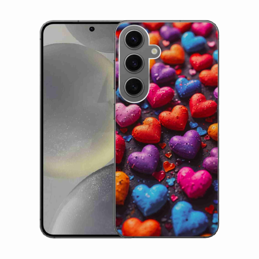 Gélový kryt mmCase na Samsung Galaxy S24 - farebné srdcia