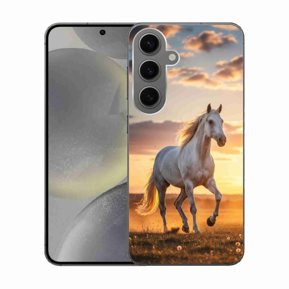 Gélový kryt mmCase na Samsung Galaxy S24 - bežiaci biely kôň 2