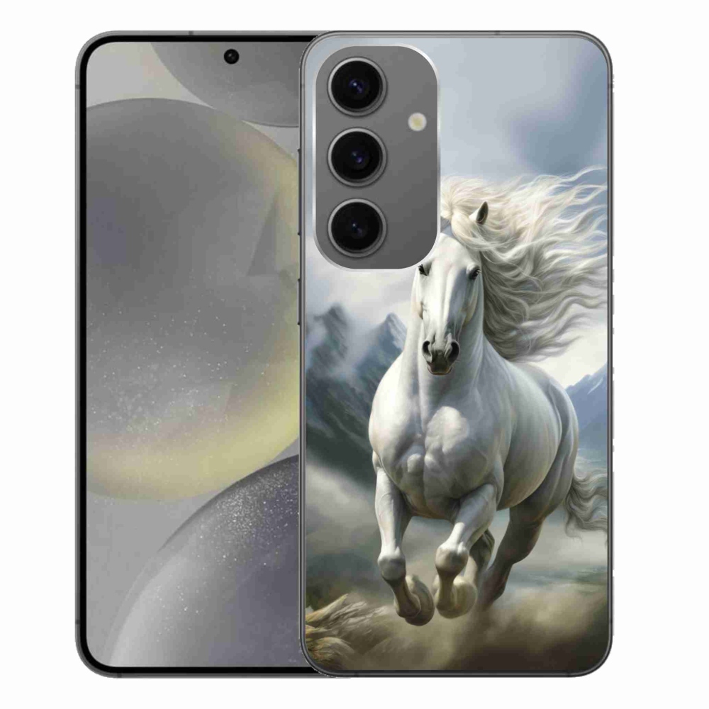 Gélový kryt mmCase na Samsung Galaxy S24+ - bežiaci biely kôň 3