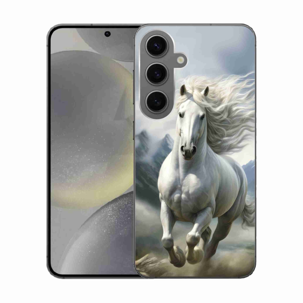 Gélový kryt mmCase na Samsung Galaxy S24 - bežiaci biely kôň 3