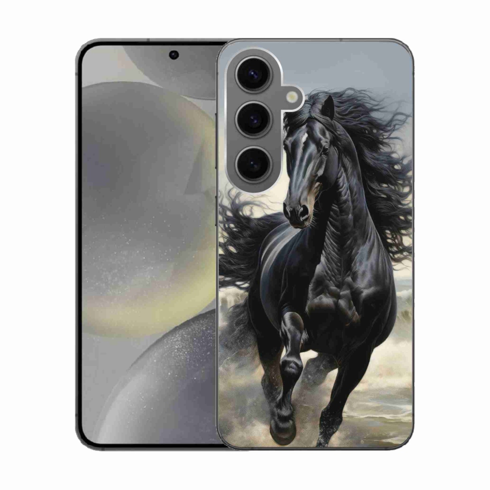 Gélový kryt mmCase na Samsung Galaxy S24 - bežiaci čierny kôň