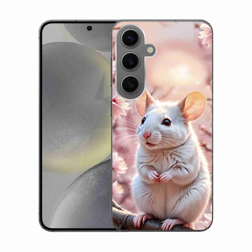 Gélový kryt mmCase na Samsung Galaxy S24 - biela myš na vetve