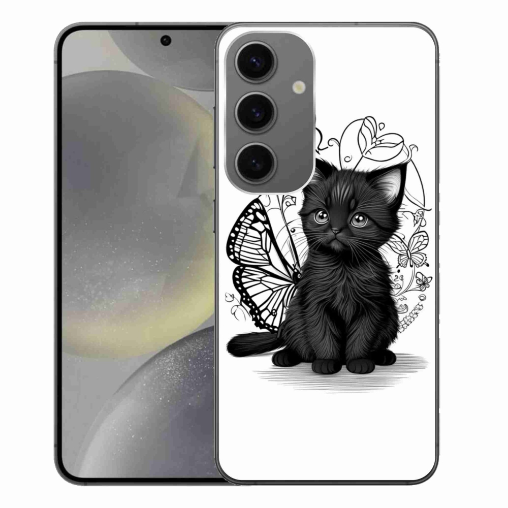 Gélový kryt mmCase na Samsung Galaxy S24+ - čierne mačiatko