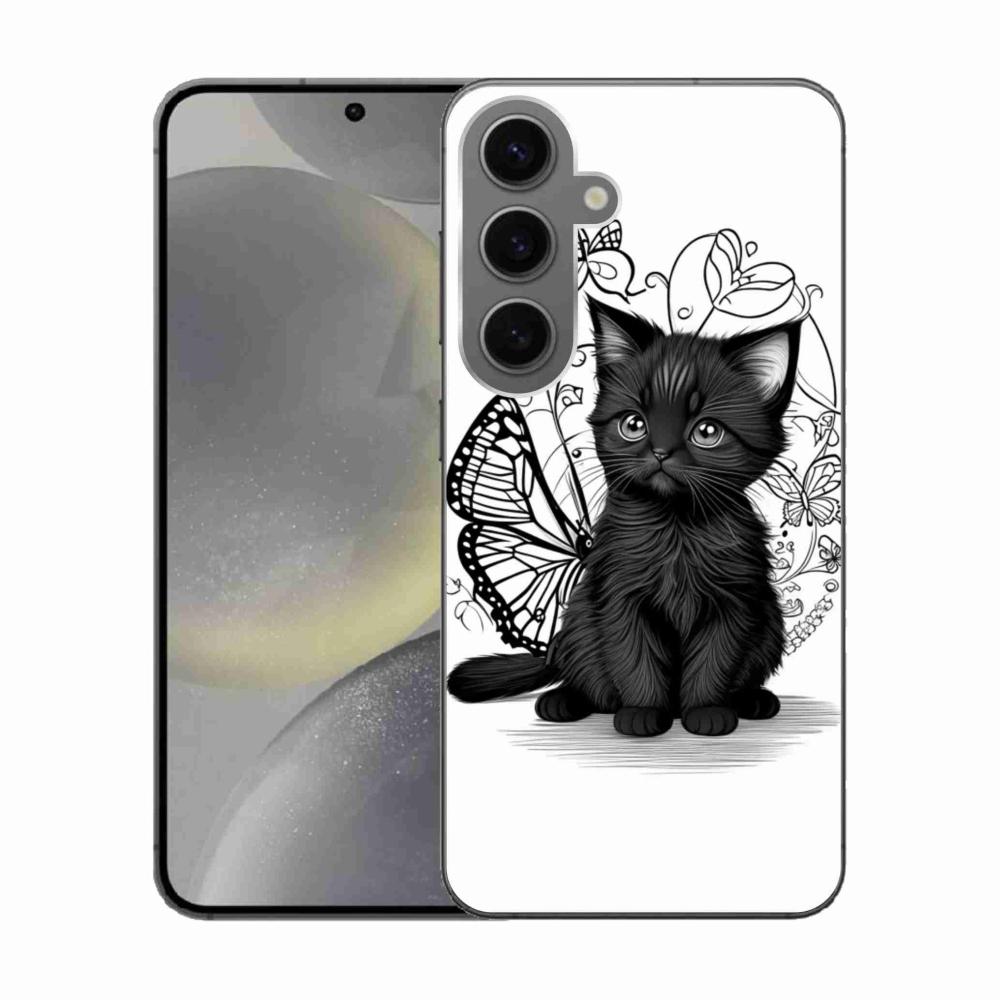 Gélový kryt mmCase na Samsung Galaxy S24 - čierne mačiatko