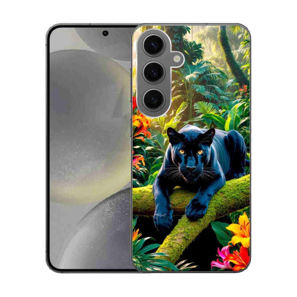 Gélový kryt mmCase na Samsung Galaxy S24 - čierny panter v džungli