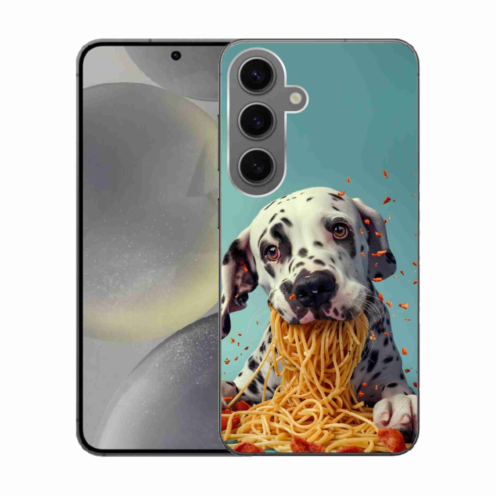 Gélový kryt mmCase na Samsung Galaxy S24 - dalmatín a špagety