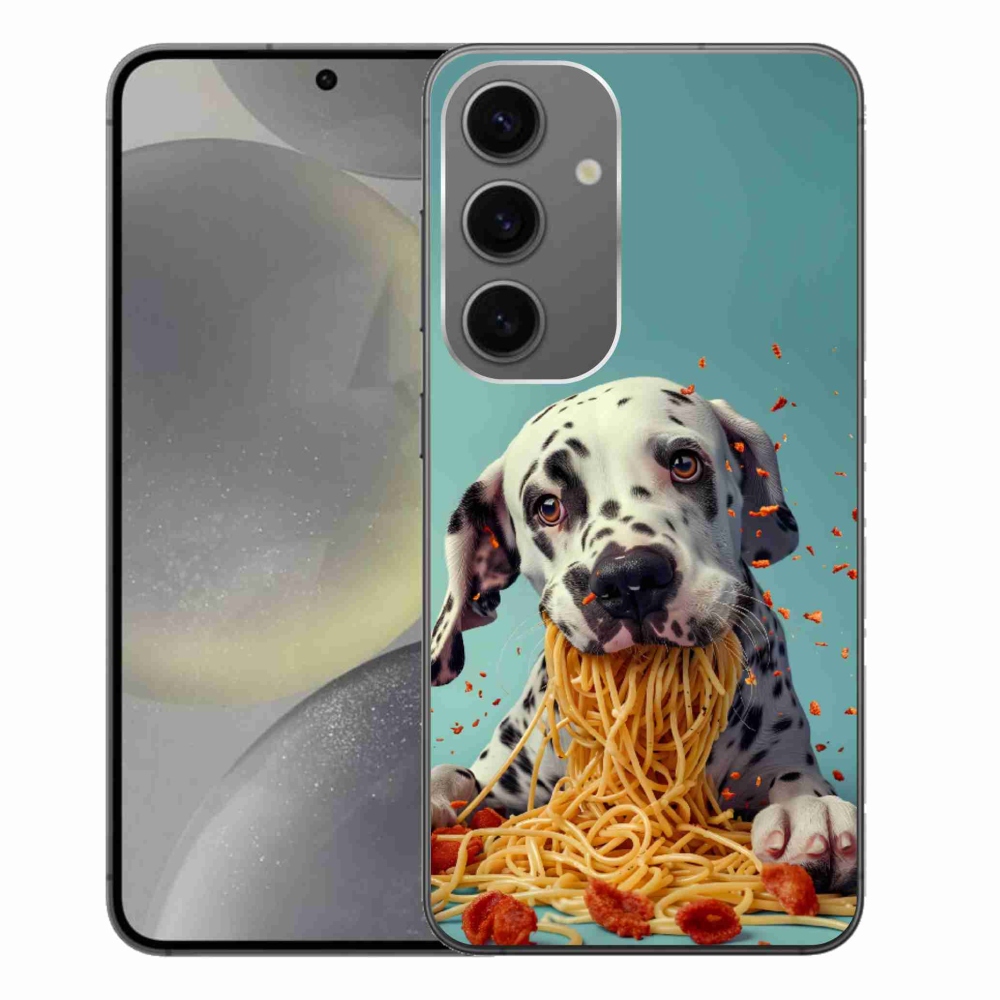 Gélový kryt mmCase na Samsung Galaxy S24+ - dalmatín a špagety