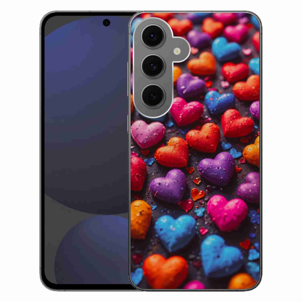 Gélový kryt mmCase na Samsung Galaxy S24 FE - farebné srdcia