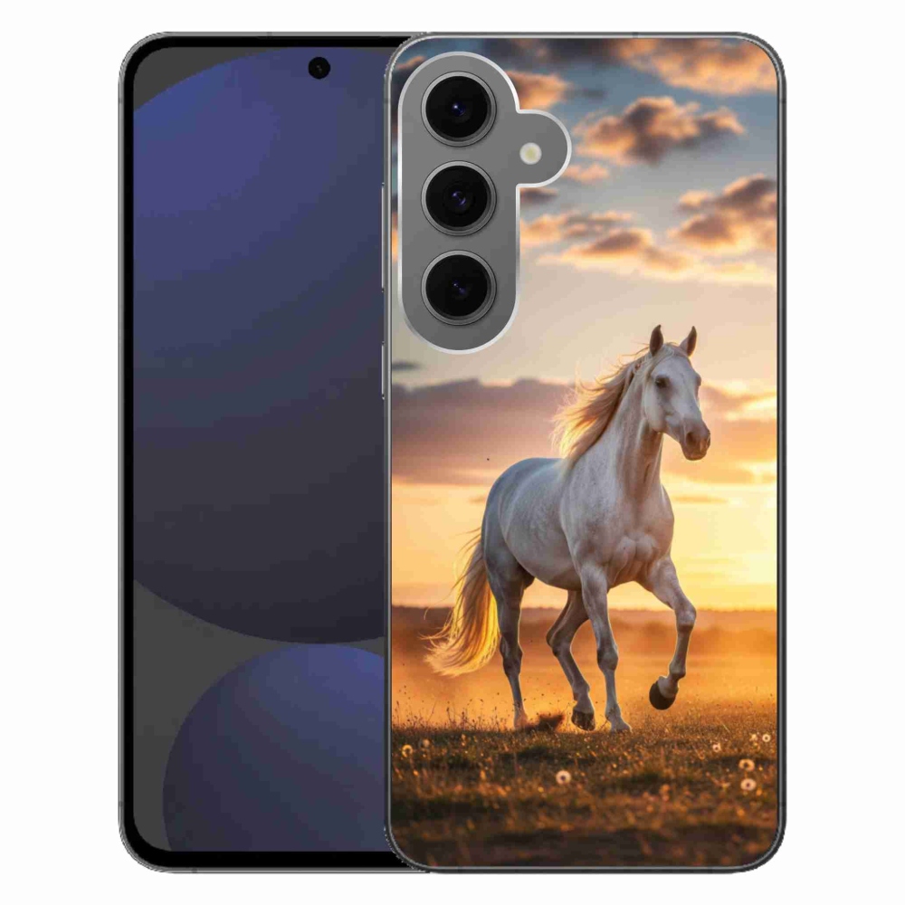 Gélový kryt mmCase na Samsung Galaxy S24 FE - bežiaci biely kôň 2