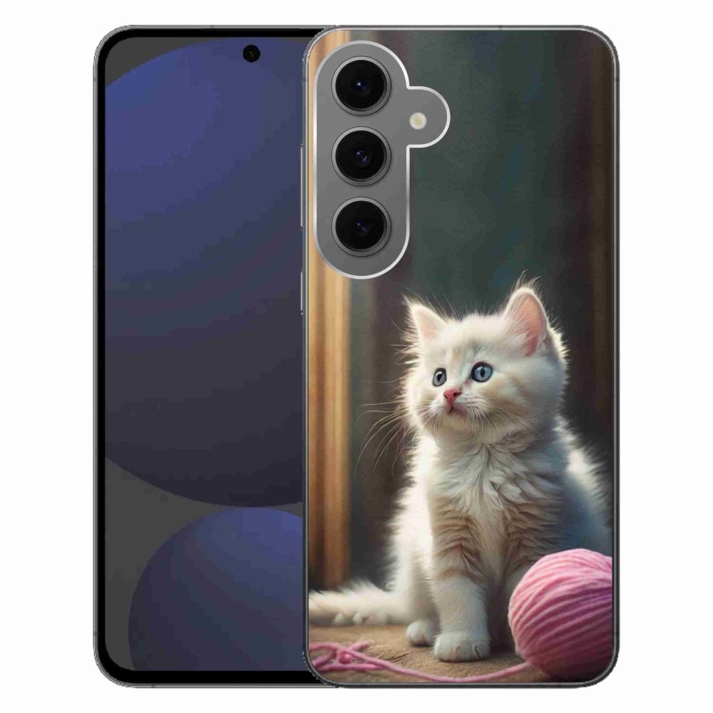 Gélový kryt mmCase na Samsung Galaxy S24 FE - biele mačiatko 2