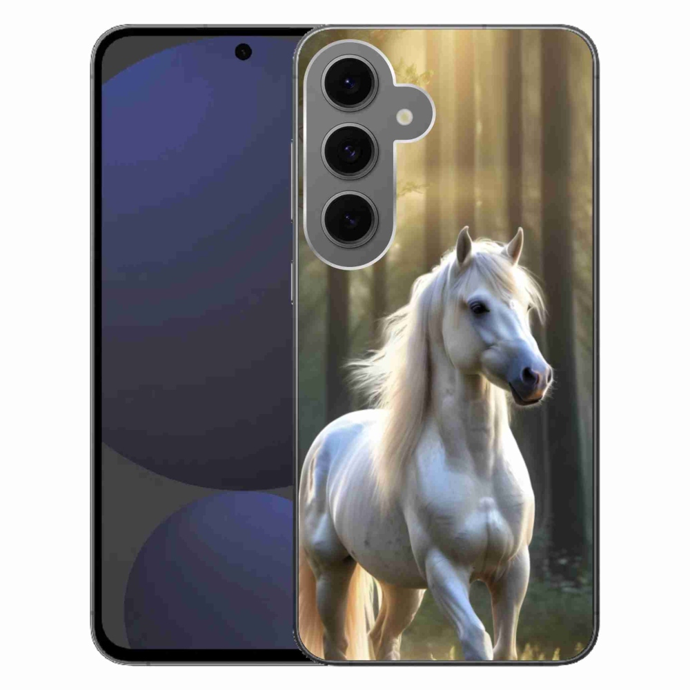 Gélový kryt mmCase na Samsung Galaxy S24 FE - biely kôň 3