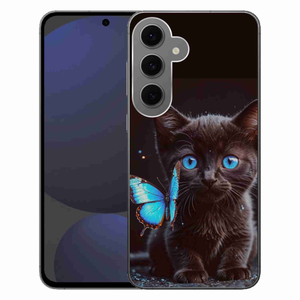 Gélový kryt mmCase na Samsung Galaxy S24 FE - čierne mačiatko 3