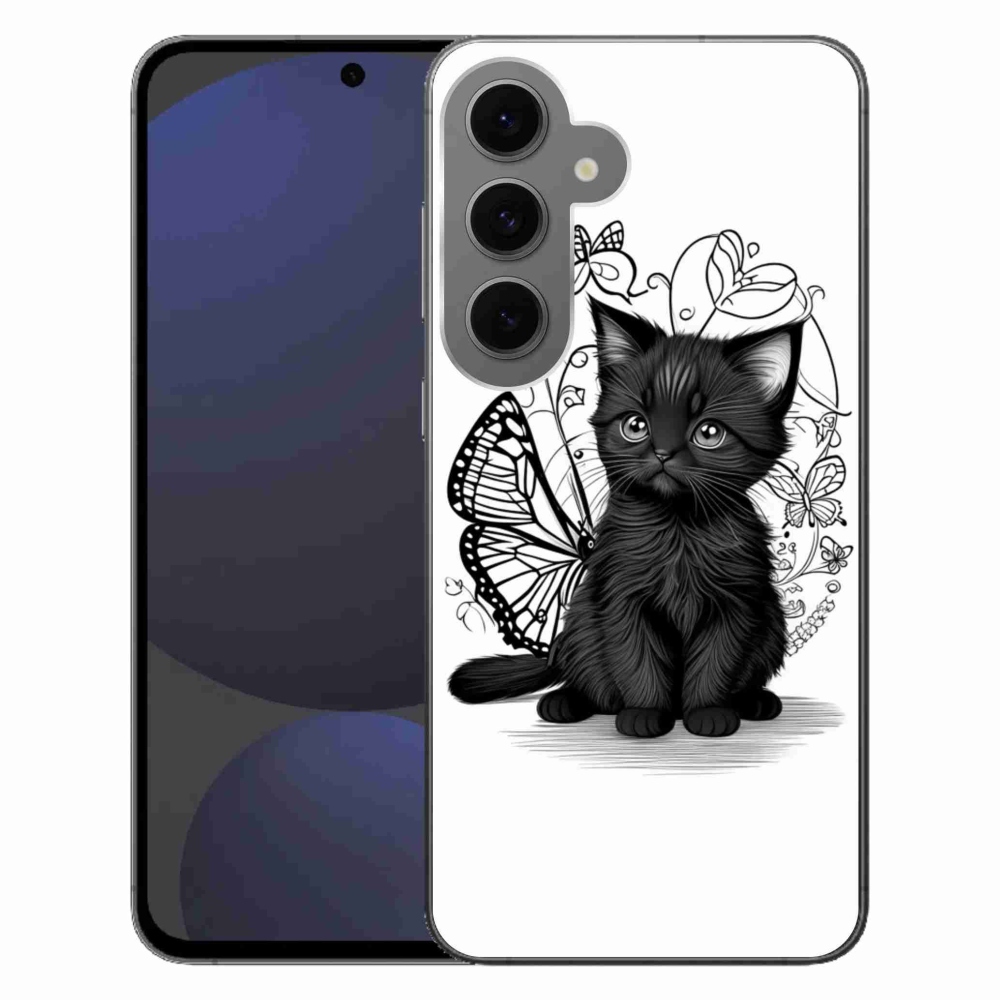 Gélový kryt mmCase na Samsung Galaxy S24 FE - čierne mačiatko