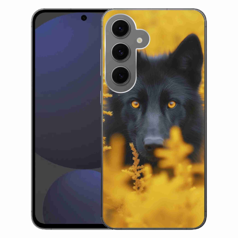 Gélový kryt mmCase na Samsung Galaxy S24 FE - čierny vlk 2