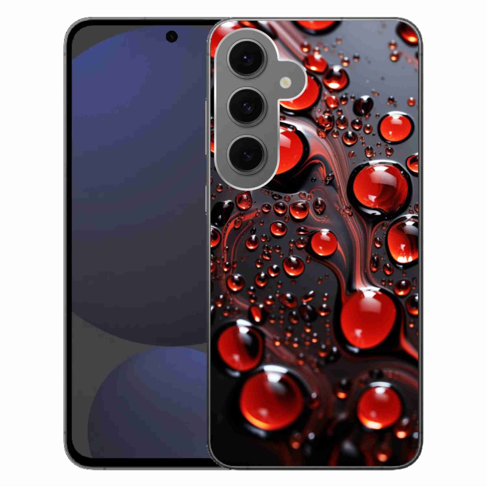 Gélový kryt mmCase na Samsung Galaxy S24 FE - červené kvapky 2