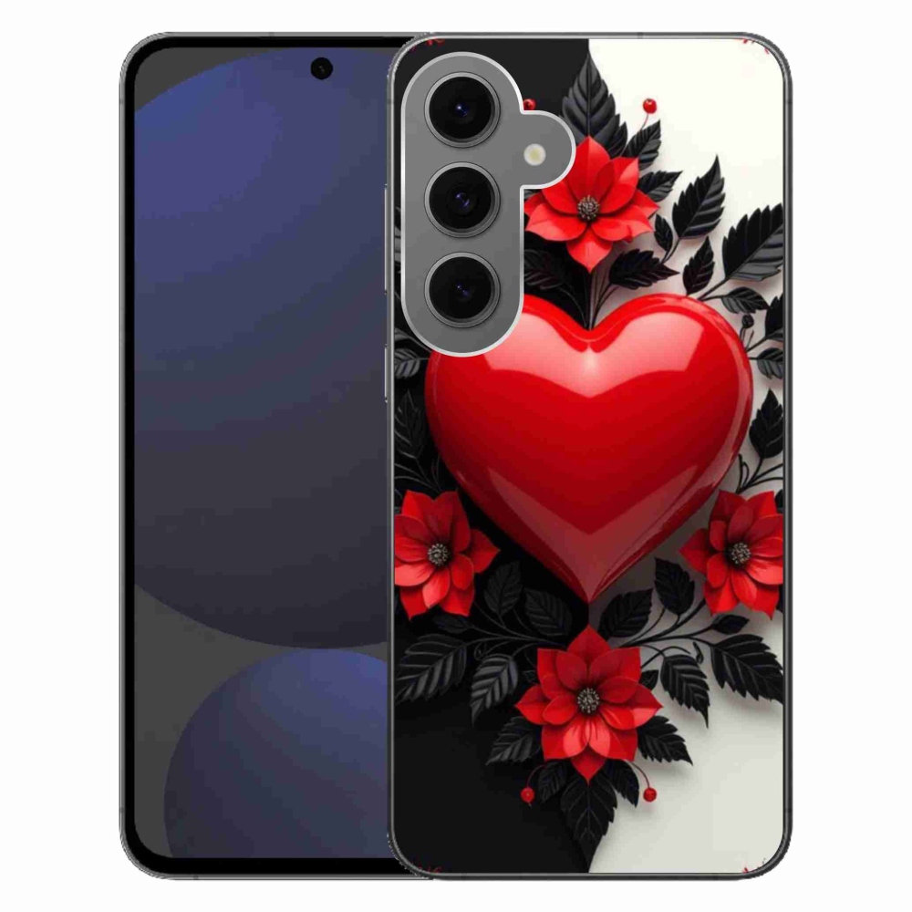 Gélový kryt mmCase na Samsung Galaxy S24 FE - červené srdce