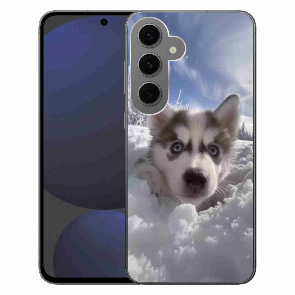 Gélový kryt mmCase na Samsung Galaxy S24 FE - husky v snehu