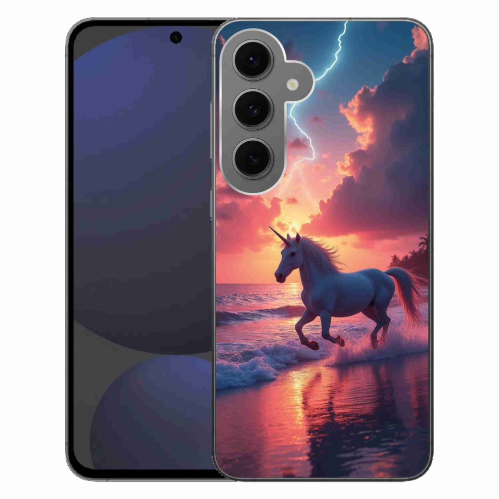 Gélový kryt mmCase na Samsung Galaxy S24 FE - jednorožec na pláži