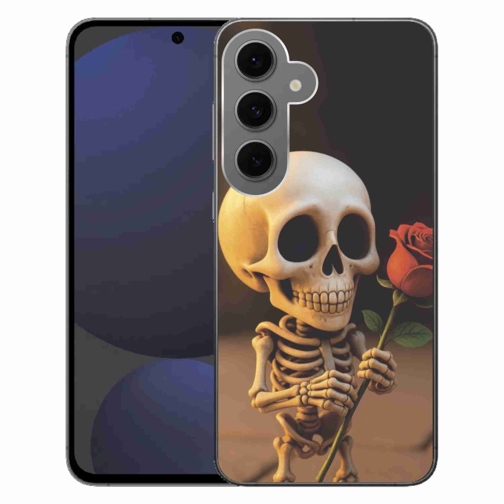 Gélový kryt mmCase na Samsung Galaxy S24 FE - kostlivec s ružou