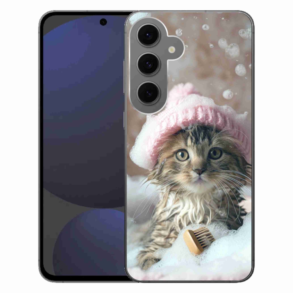 Gélový kryt mmCase na Samsung Galaxy S24 FE - mačiatko a kúpeľ
