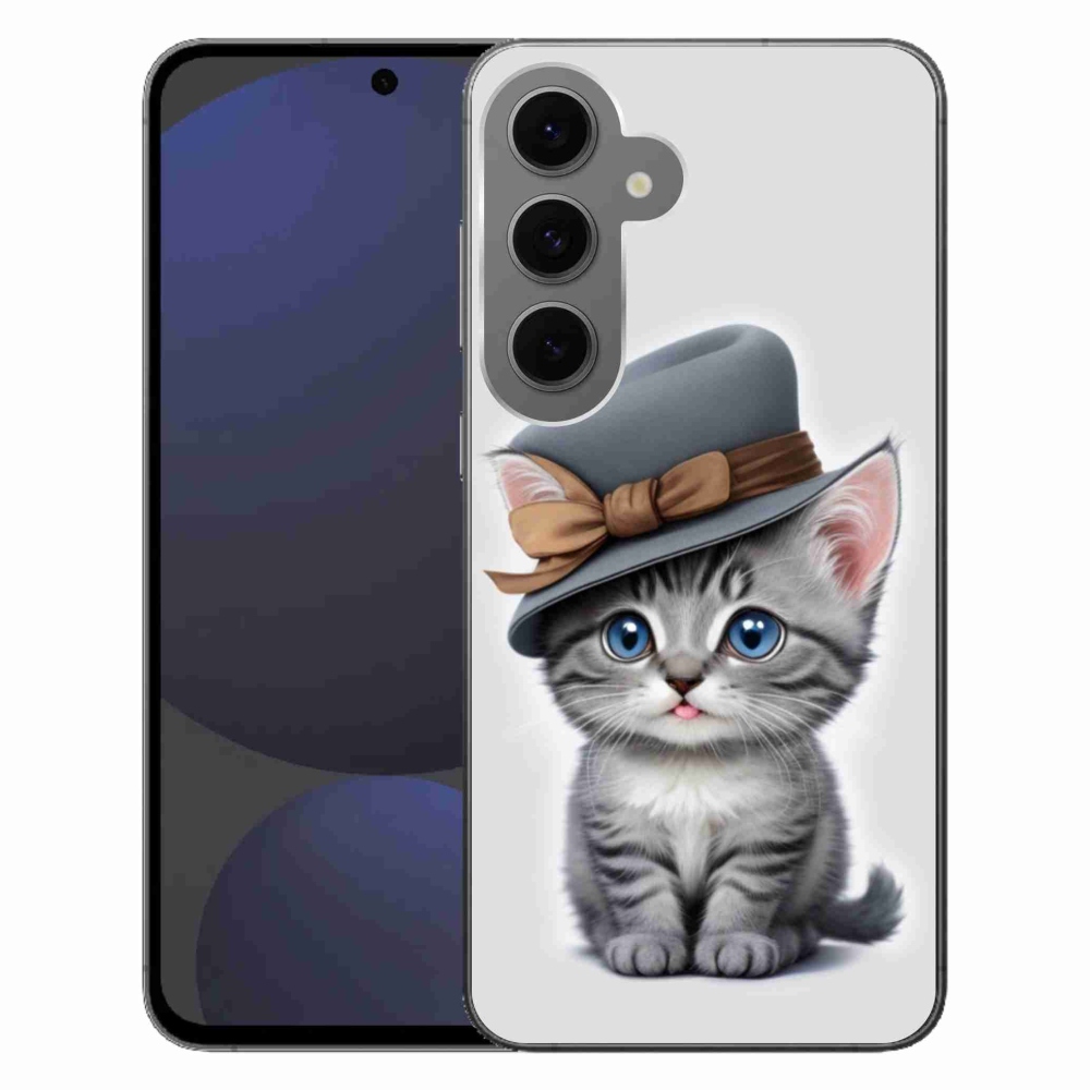 Gélový kryt mmCase na Samsung Galaxy S24 FE - mačiatko s klobúkom