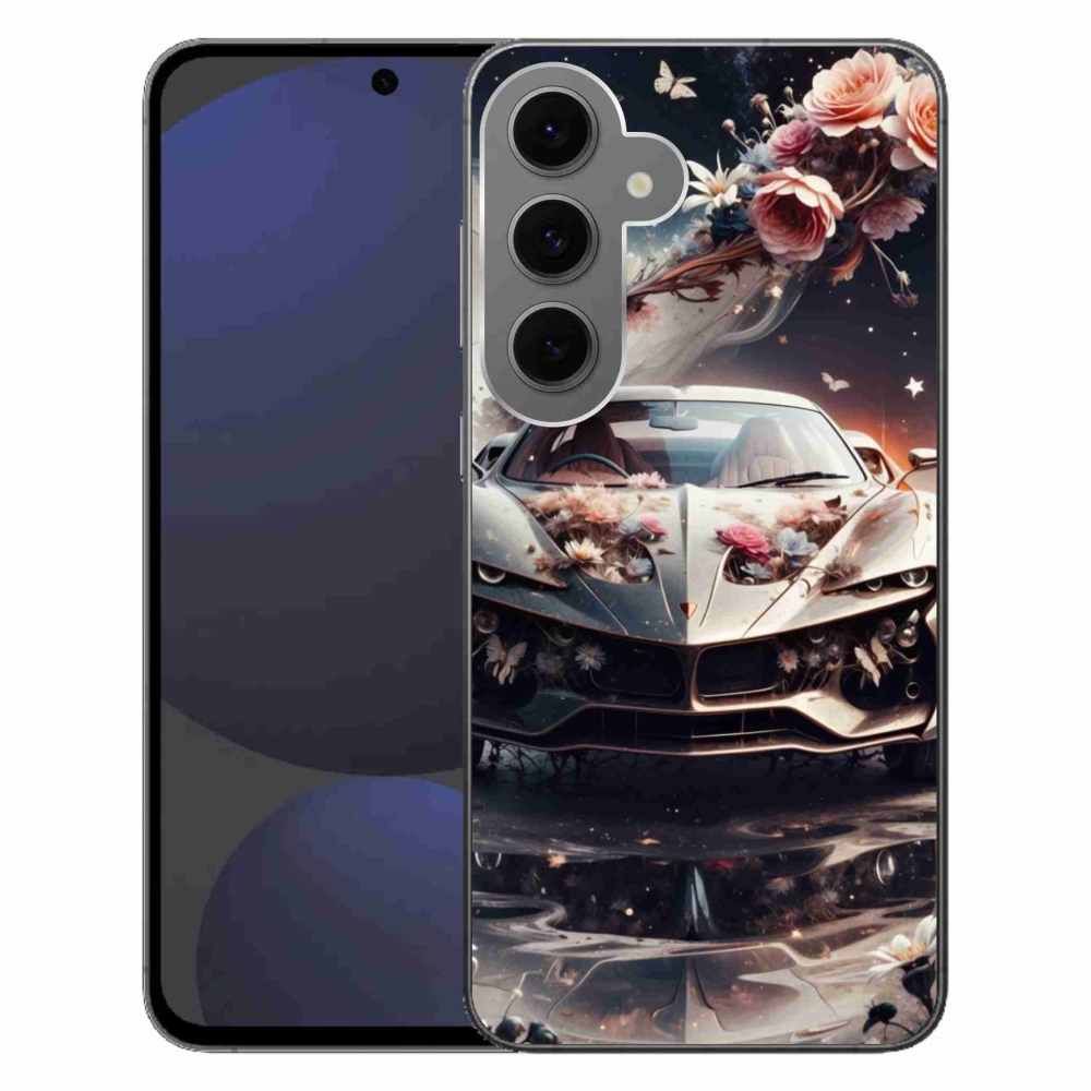 Gélový kryt mmCase na Samsung Galaxy S24 FE - kvetinový športový automobil