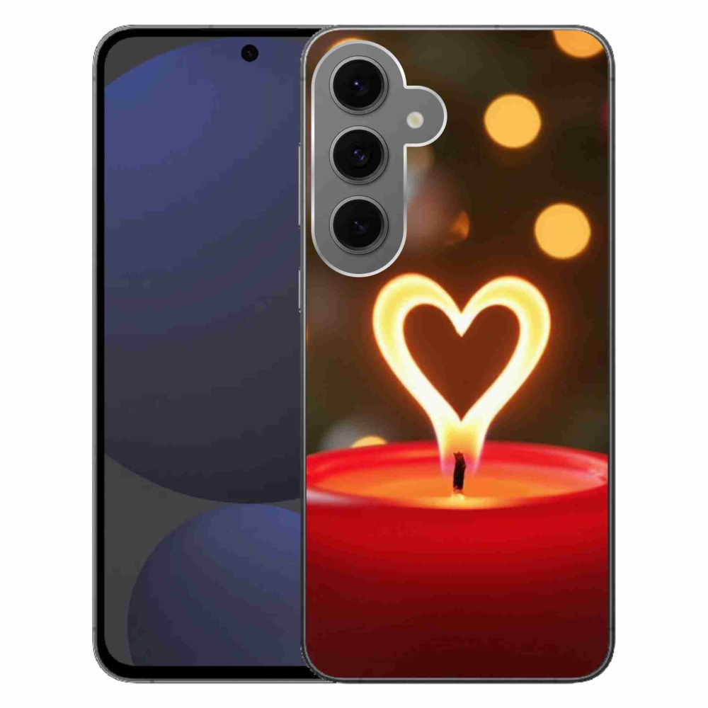 Gélový kryt mmCase na Samsung Galaxy S24 FE - srdce z plameňa