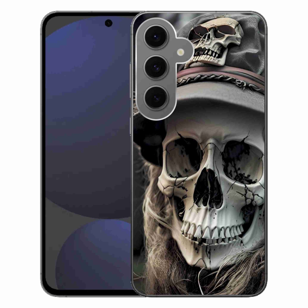 Gélový kryt mmCase na Samsung Galaxy S24 FE - tmavá lebka