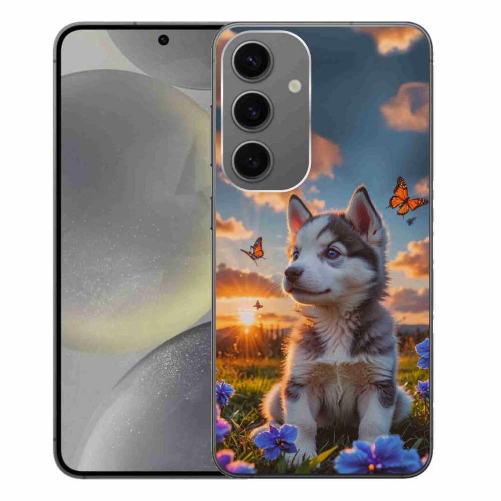 Gélový kryt mmCase na Samsung Galaxy S24+ - husky pri západe slnka