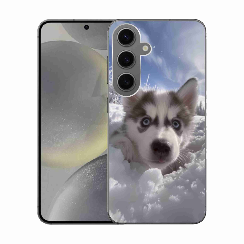 Gélový kryt mmCase na Samsung Galaxy S24 - husky v snehu