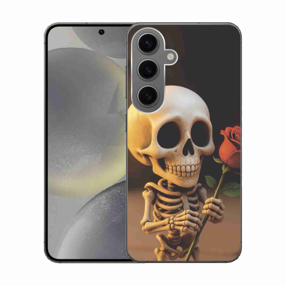 Gélový kryt mmCase na Samsung Galaxy S24 - kostlivec s ružou