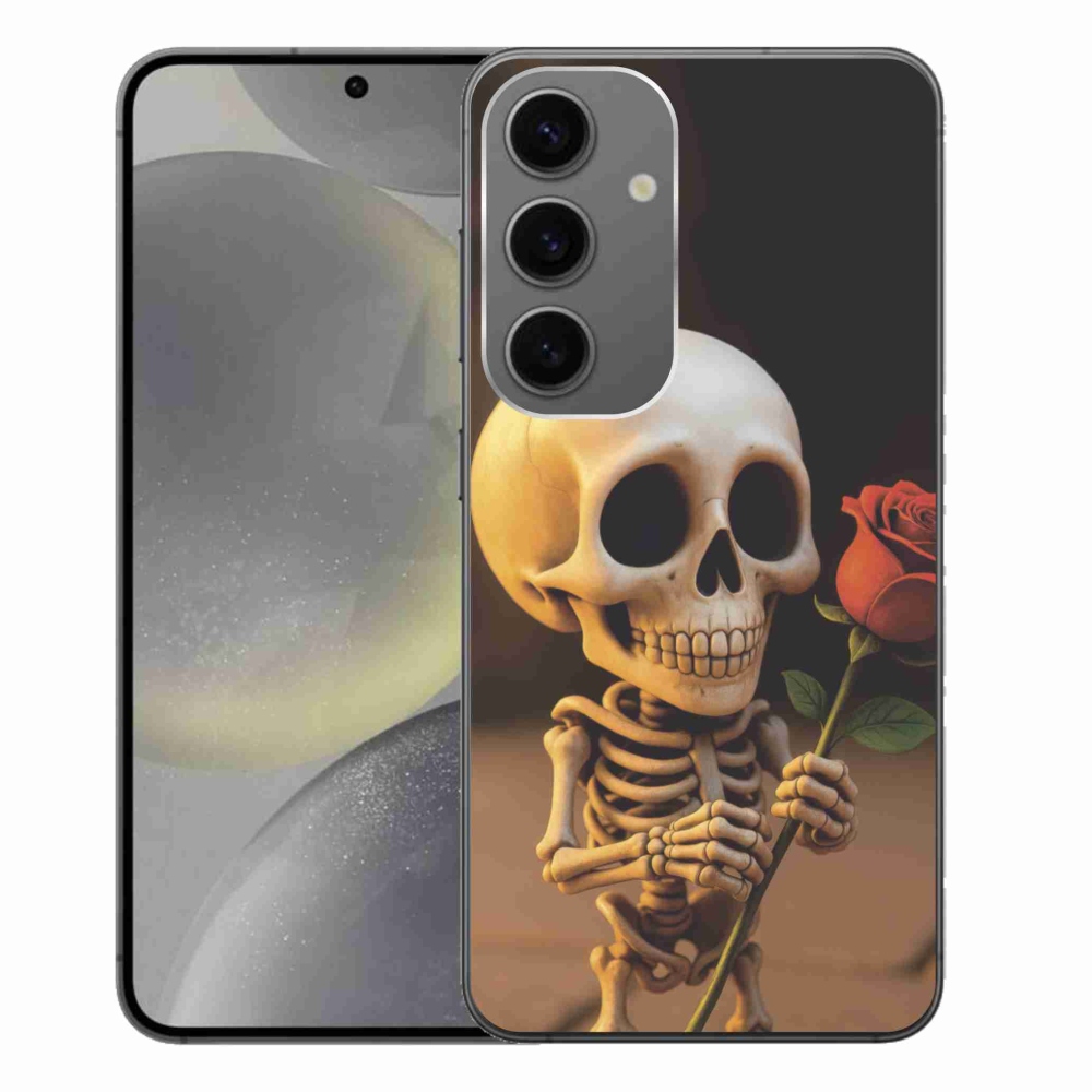 Gélový kryt mmCase na Samsung Galaxy S24+ - kostlivec s ružou